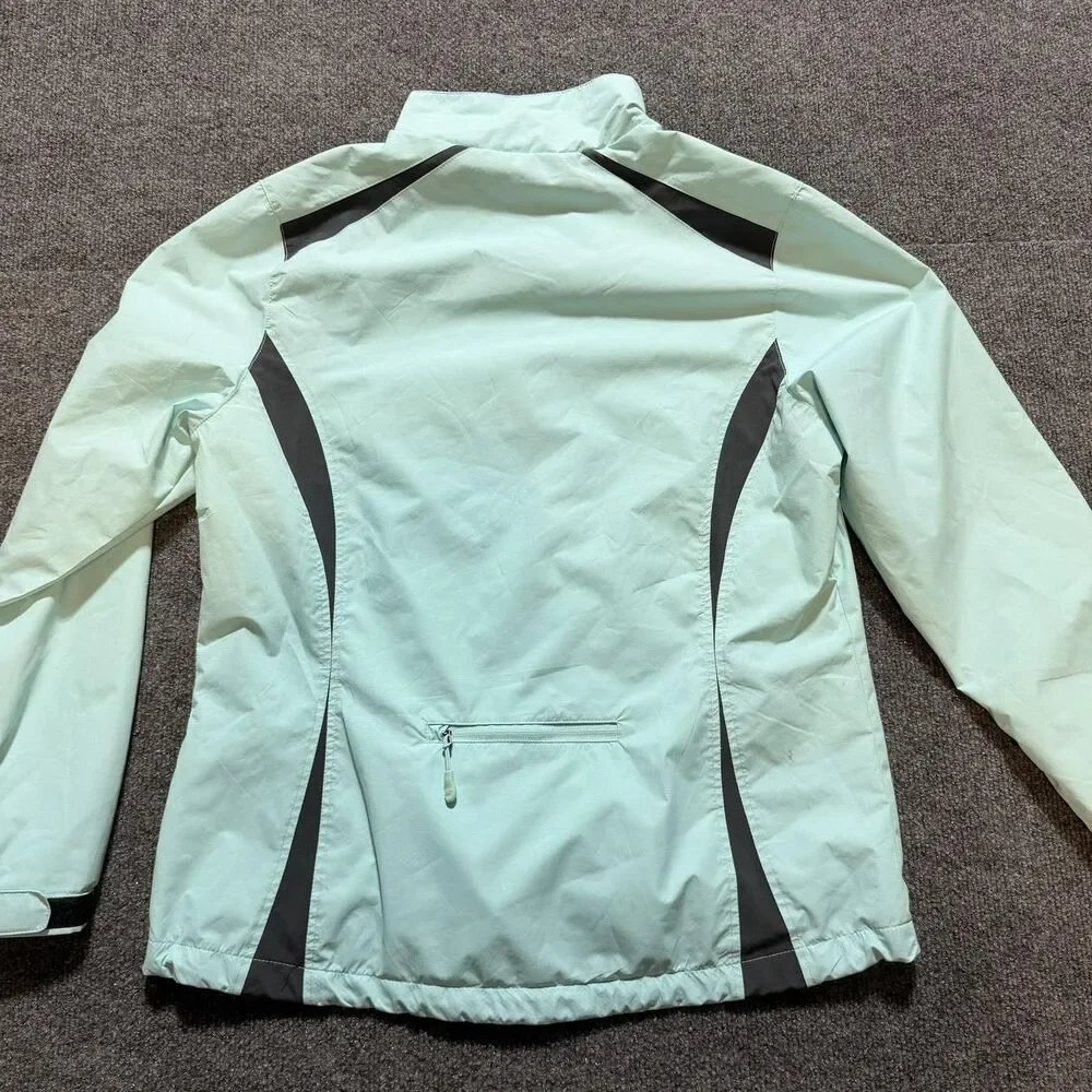 New Balance Jacket Womens Large Blue Colorblock Full Zip Running Windbreaker
